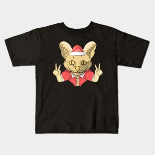 santa serval cat Kids T-Shirt